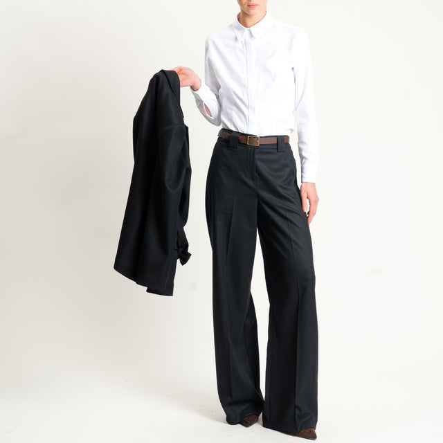 Tensione in-Pantalone flanella elastico dietro - nero