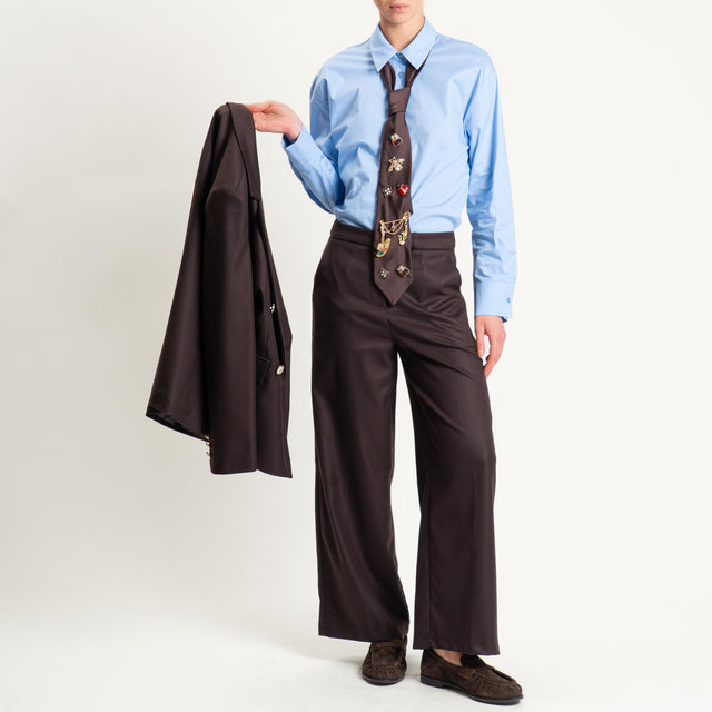 Tensione in-Pantalone flanella in poliviscosa - moro