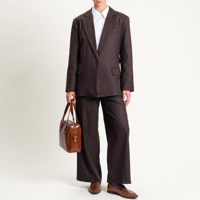 Tensione in-Pantalone flanella in poliviscosa - moro