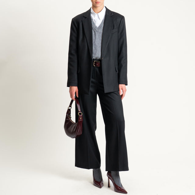 Tensione in-Pantalone flanella in poliviscosa - nero