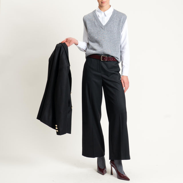 Tensione in-Pantalone flanella in poliviscosa - nero