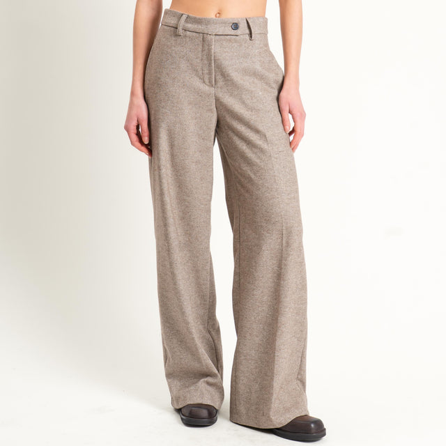 Tensione in-Pantalone misto lana melange - beige