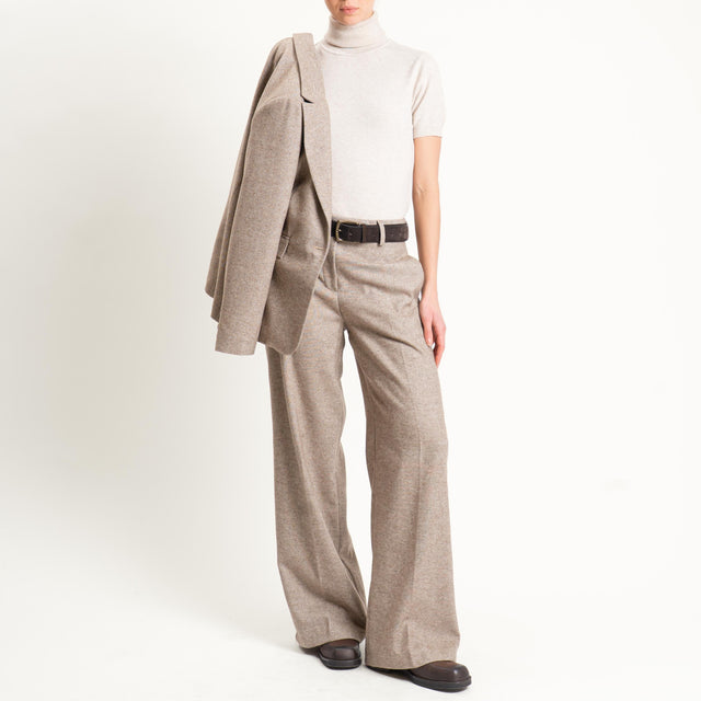 Tensione in-Pantalone misto lana melange - beige