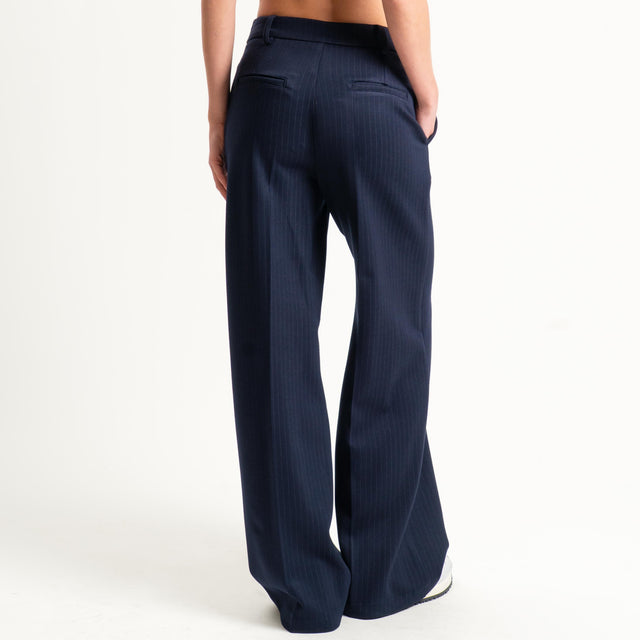Tensione in-Pantalone straight punto milano gessato - blu