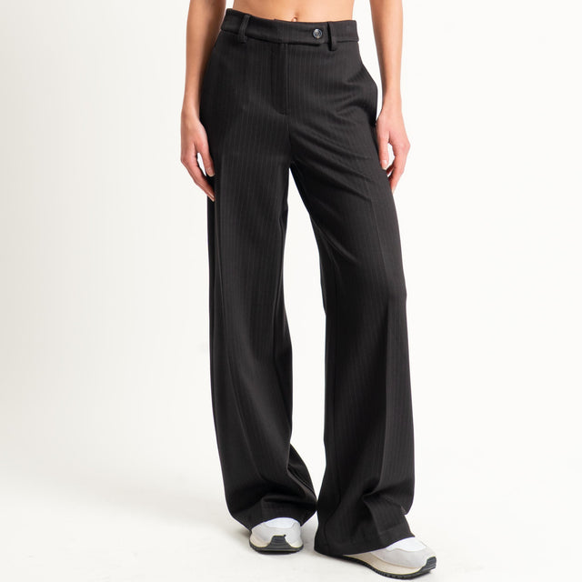 Tensione in-Pantalone straight punto milano gessato - moro