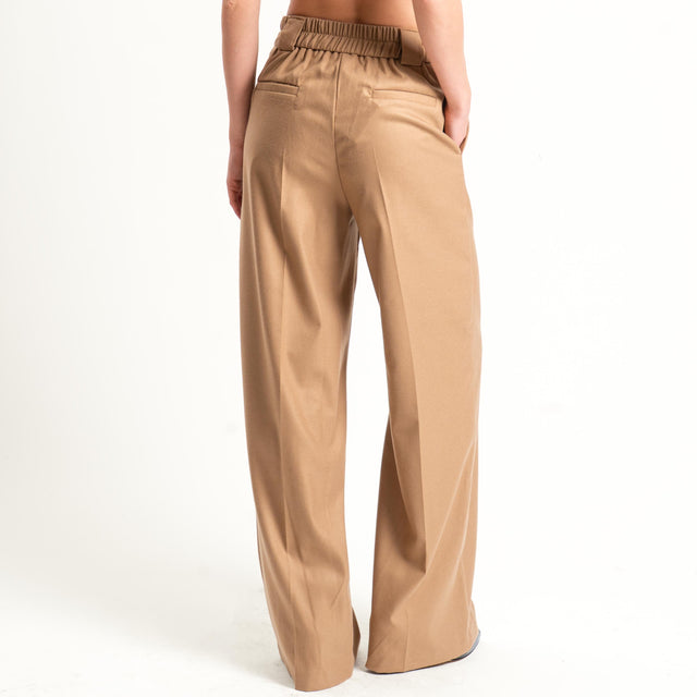 Tensione in-Pantalone flanella elastico dietro straight fit - camel