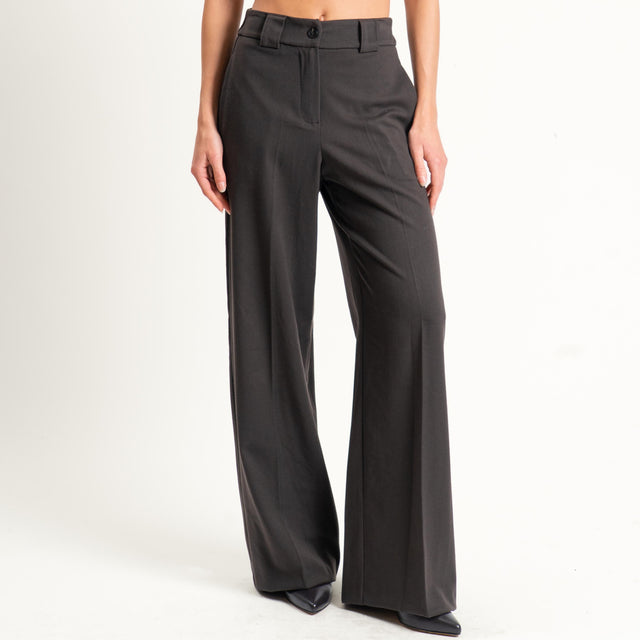 Tensione in-Pantalone flanella elastico dietro - moro