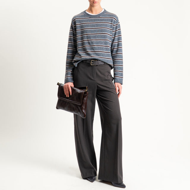 Tensione in-Pantalone flanella elastico dietro - moro