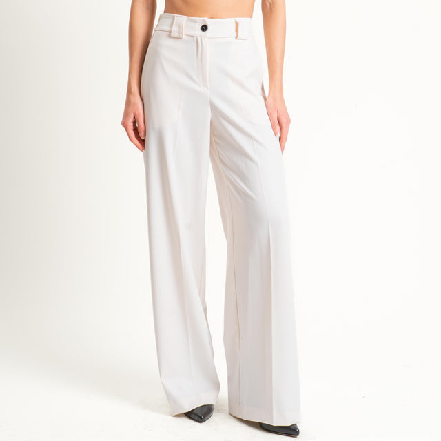 Tensione in-Pantalone flanella elastico dietro - panna