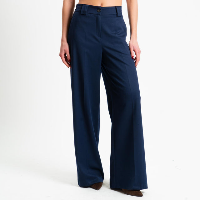 Tensione in-Pantalone flanella elastico dietro - blu