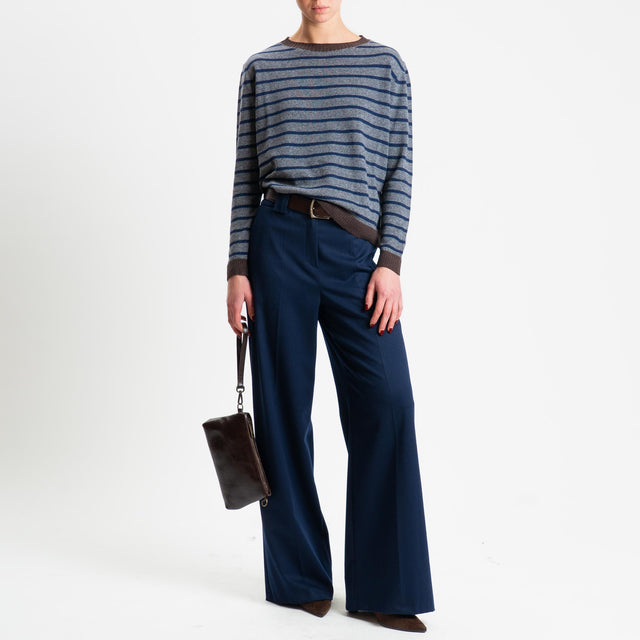 Tensione in-Pantalone flanella elastico dietro - blu