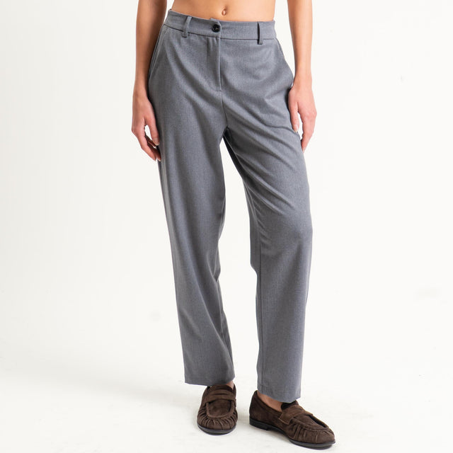 Tensione in-Pantalone flanella carrot fit elastico - grigio