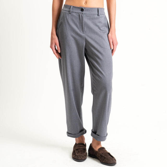 Tensione in-Pantalone flanella carrot fit elastico - grigio