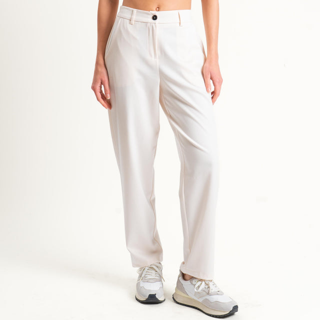 Tensione in-Pantalone flanella carrot fit elastico - panna