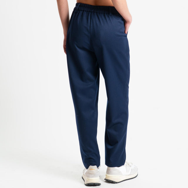 Tensione in-Pantalone flanella carrot fit elastico - blu