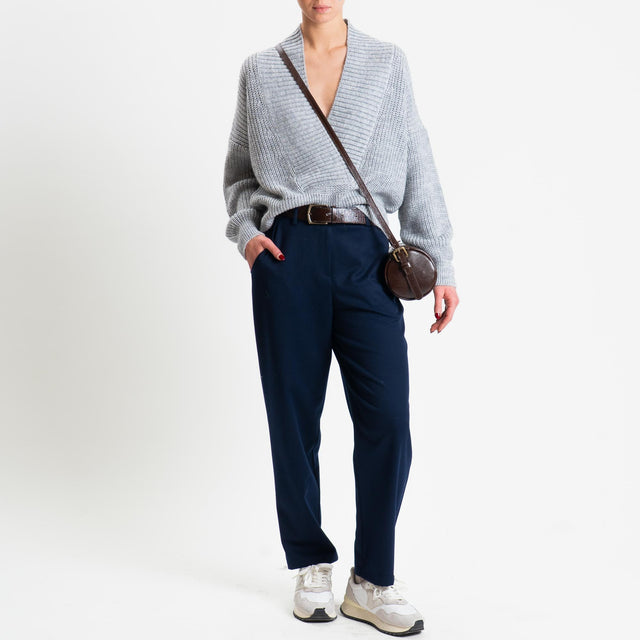 Tensione in-Pantalone flanella carrot fit elastico - blu