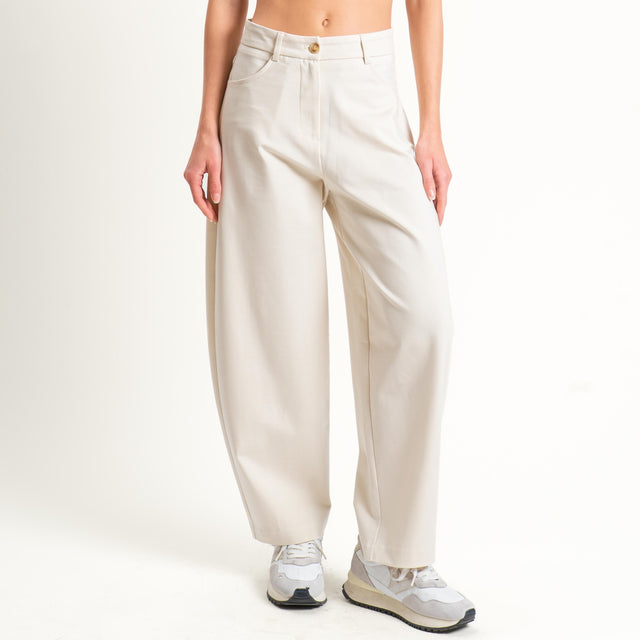 Tensione in-Pantalone barrel fit punto milano - panna