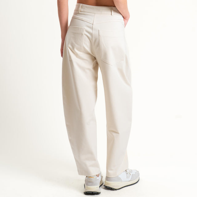 Tensione in-Pantalone barrel fit punto milano - panna