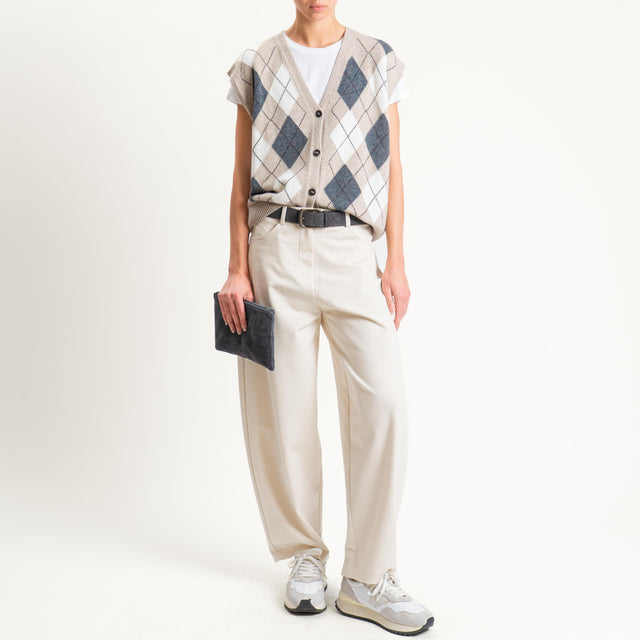 Tensione in-Pantalone barrel fit punto milano - panna