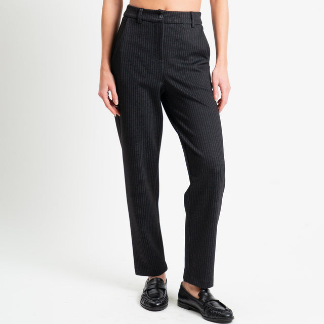 Tensione in-Pantalone gessato punto milano elastico dietro - antracite/grigio