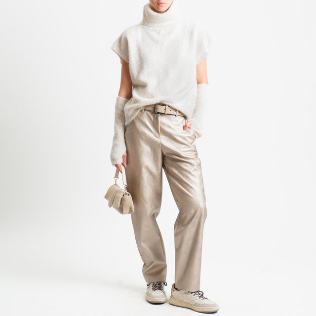 Tensione in-Pantalone similpelle elastico dietro - laminato oro