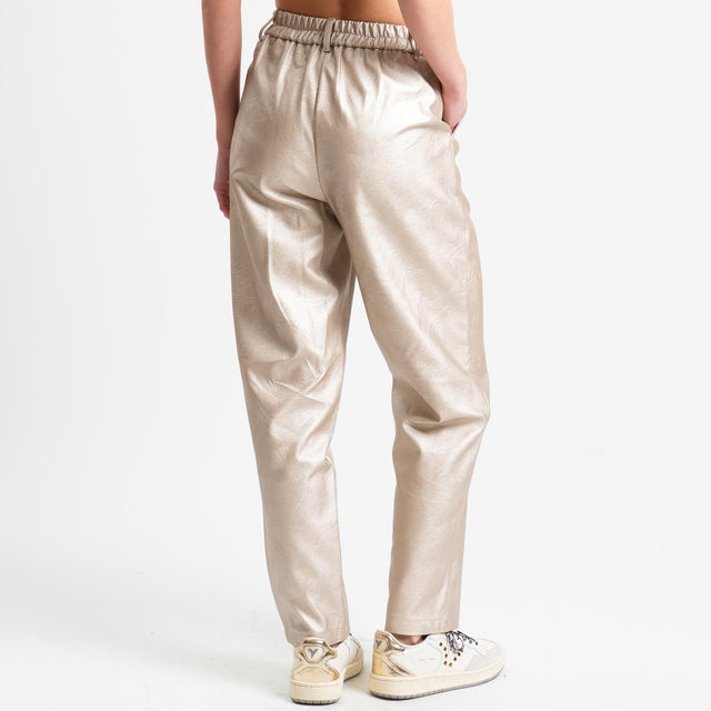 Tensione in-Pantalone similpelle elastico dietro - laminato oro