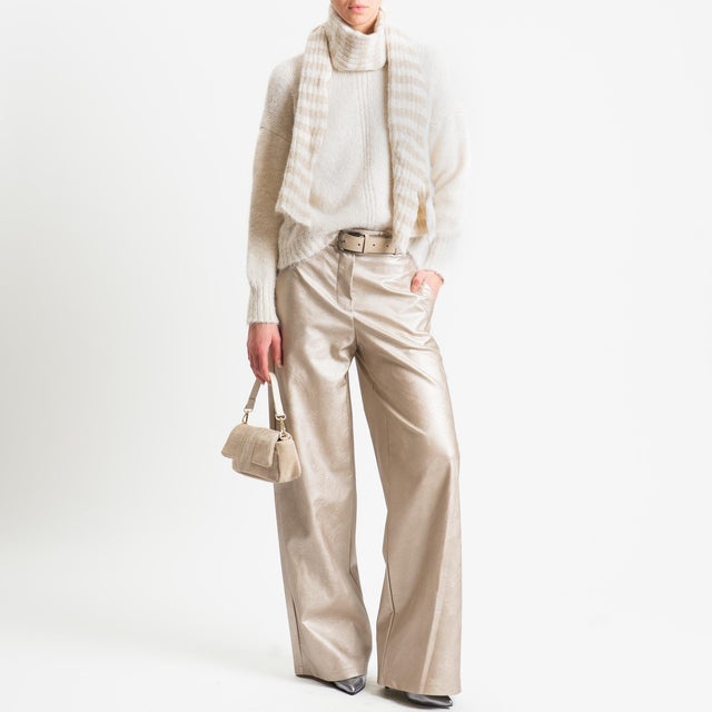 Tensione in-Pantalone wide leg similpelle - laminato oro