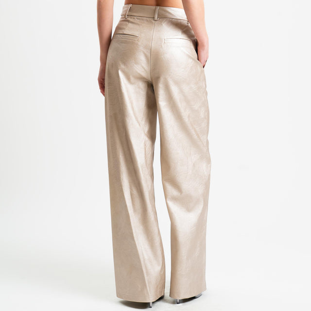 Tensione in-Pantalone wide leg similpelle - laminato oro