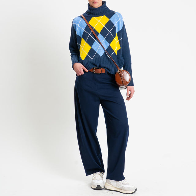 Tensione in-Pantalone barrel in flanella - blu