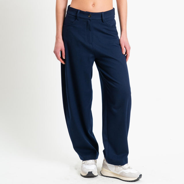 Tensione in-Pantalone barrel in flanella - blu
