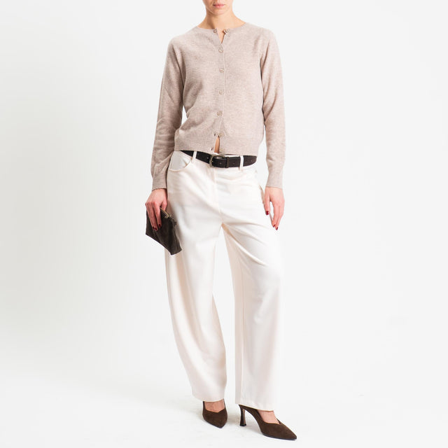 Tensione in-Pantalone barrel in flanella - panna