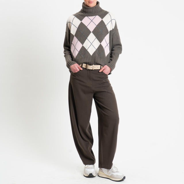 Tensione in-Pantalone barrel in flanella - moro