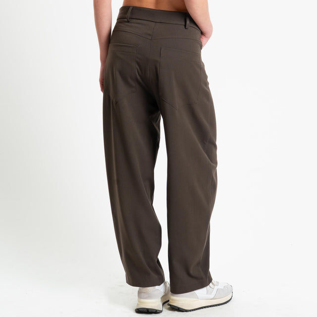 Tensione in-Pantalone barrel in flanella - moro