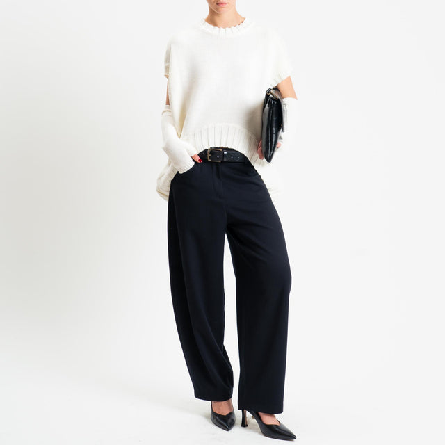 Tensione in-Pantalone barrel in flanella - nero