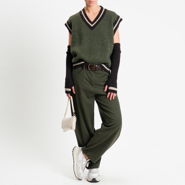 Tensione in-Pantalone barrel in flanella - militare