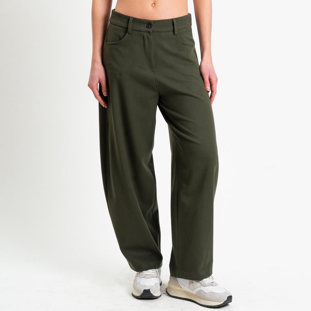 Tensione in-Pantalone barrel in flanella - militare