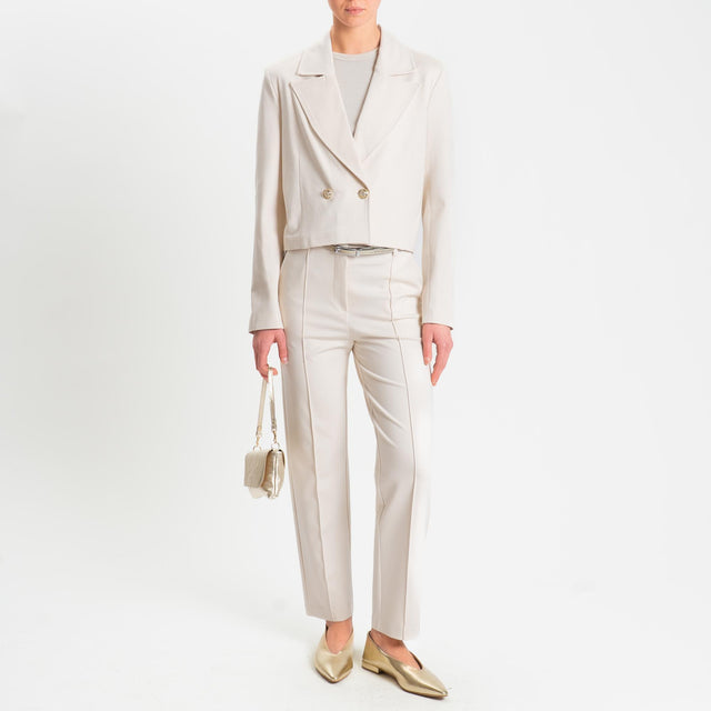 Tensione in-Pantalone punto milano slim fit - panna