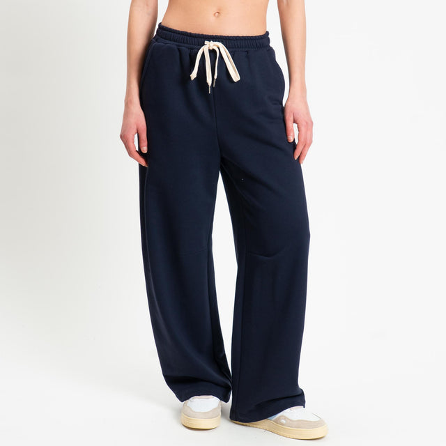 Tensione in-Pantalone in felpa con coulisse - blu