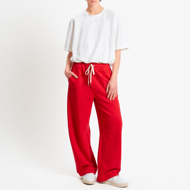 Tensione in-Pantalone in felpa con coulisse - rosso