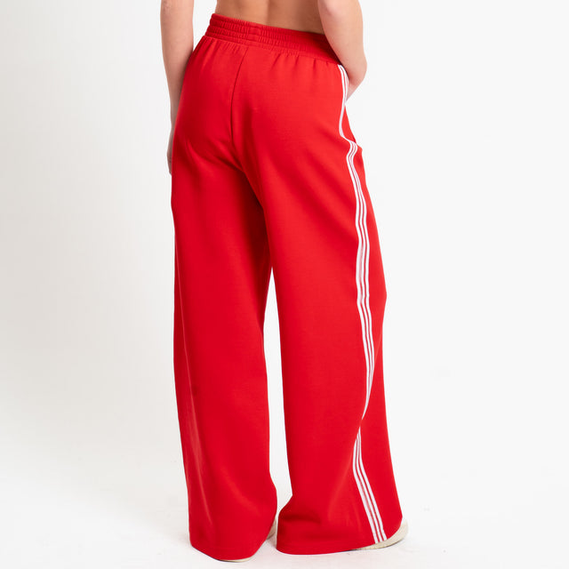 Tensione in-Pantalone wide leg bande laterali - rosso