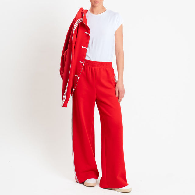 Tensione in-Pantalone wide leg bande laterali - rosso