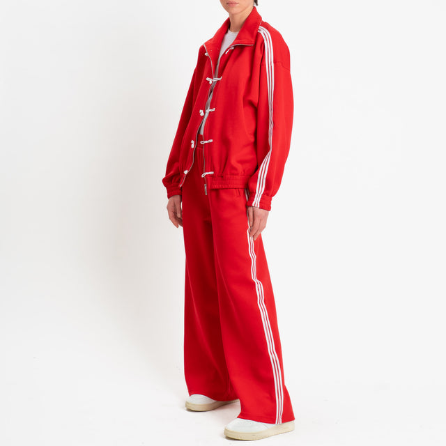 Tensione in-Pantalone wide leg bande laterali - rosso