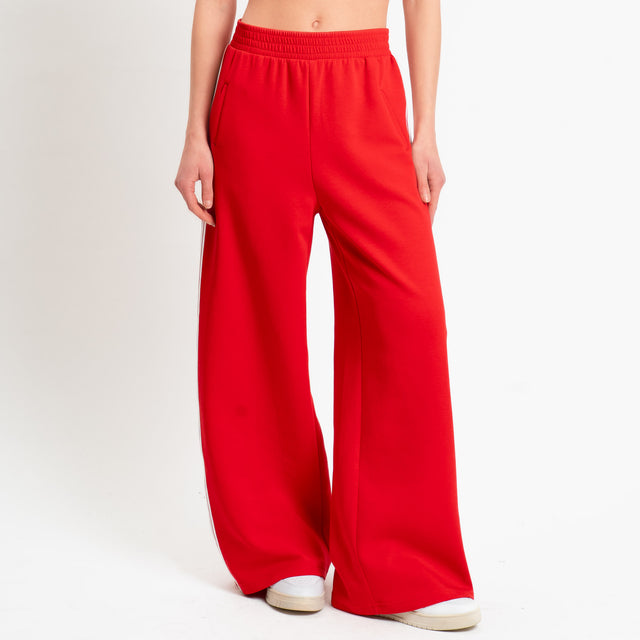 Tensione in-Pantalone wide leg bande laterali - rosso