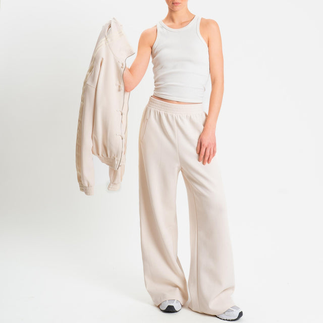 Tensione in-Pantalone wide leg bande laterali - avorio