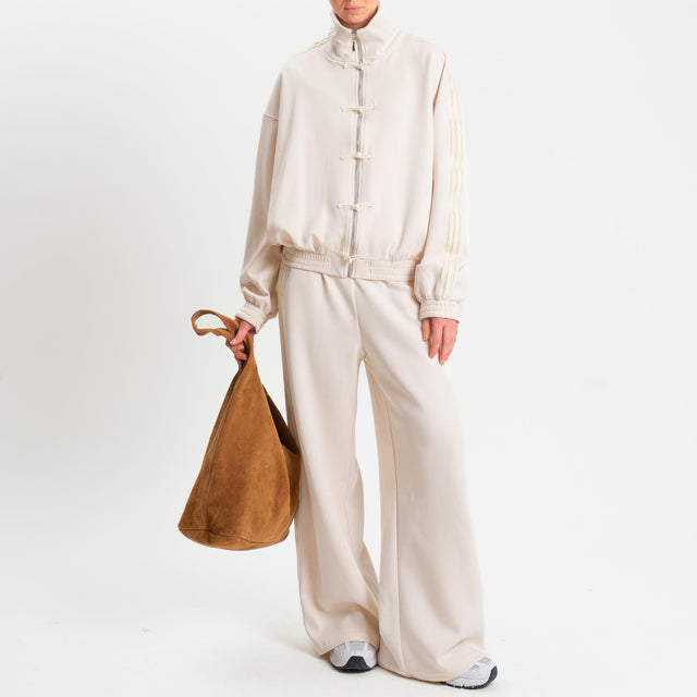 Tensione in-Pantalone wide leg bande laterali - avorio