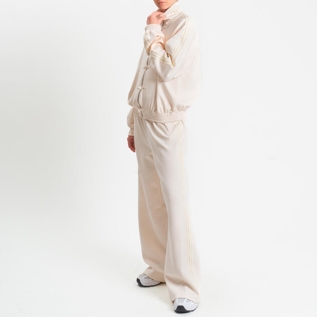 Tensione in-Pantalone wide leg bande laterali - avorio