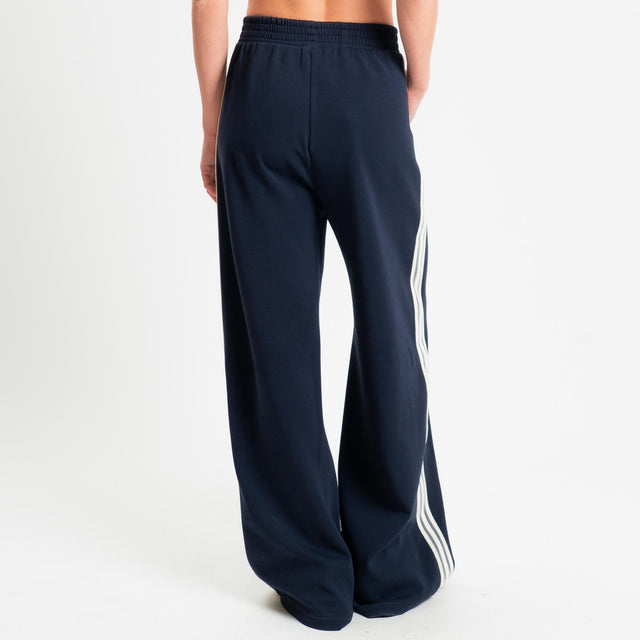 Tensione in-Pantalone wide leg bande laterali - blu