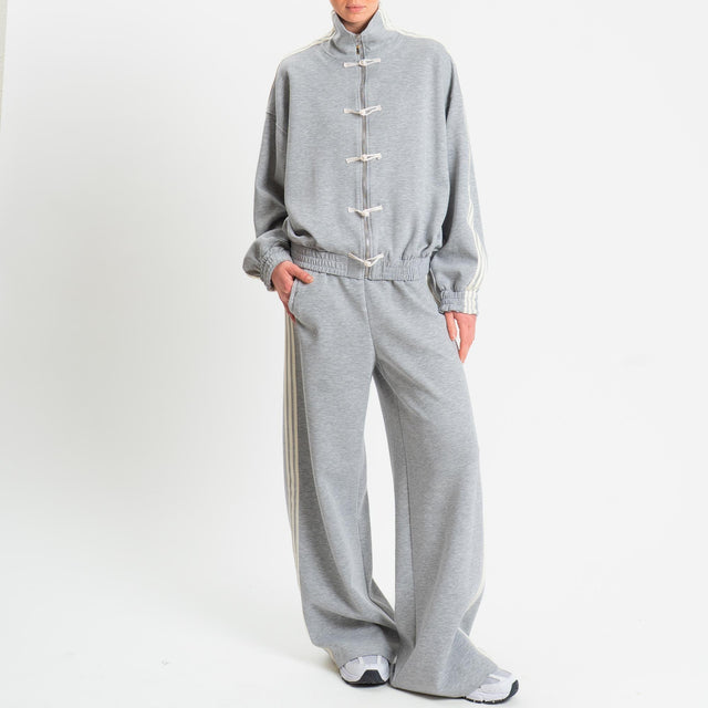 Tensione in-Pantalone wide leg bande laterali - grigio