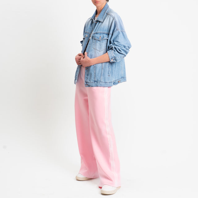 Tensione in-Pantalone wide leg bande laterali - rosa