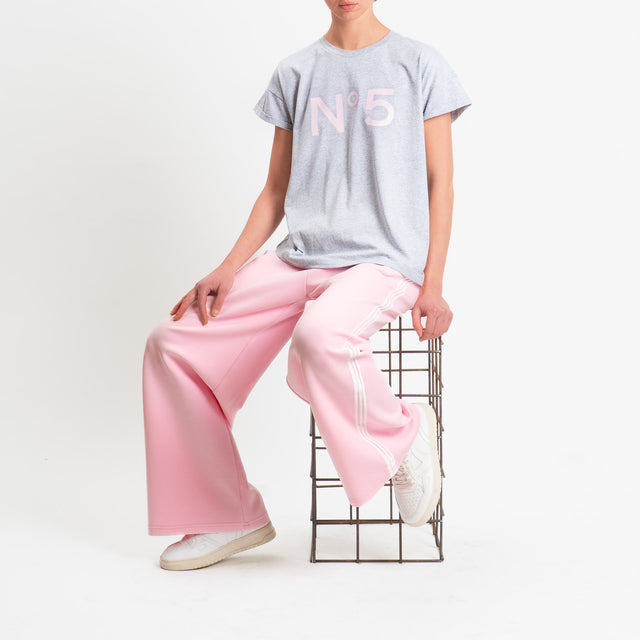 Tensione in-Pantalone wide leg bande laterali - rosa